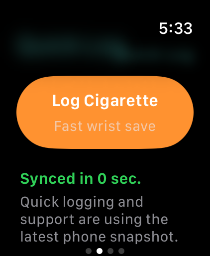 QuitGentle Apple Watch screen for fast wrist logging and support.